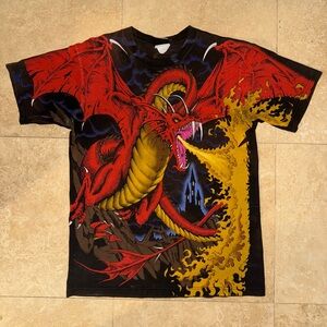 Vintage Liquid Blue Dragon Shirt Y2K AOP